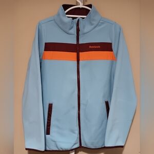 Reebok Women's (Size S) Lt. Blue Retro Jacket with Orange & Maroon Accents (NWT)